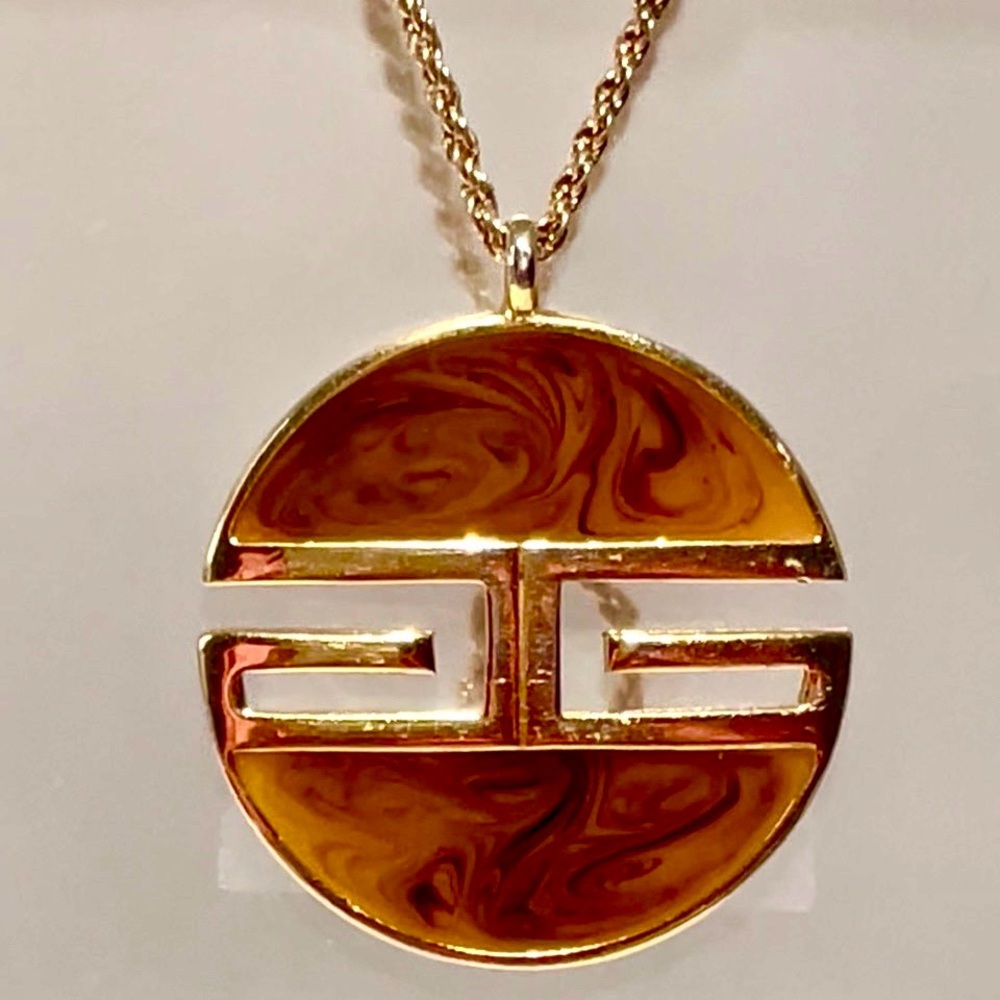 Givenchy Paris New York 1978 Medallion Logo Necklace on 24” Solid Rope Chain